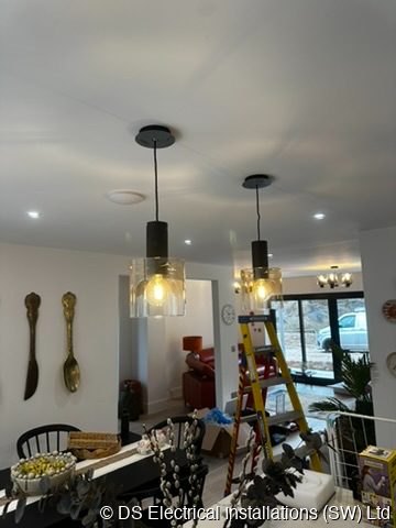 Dining room black pendants