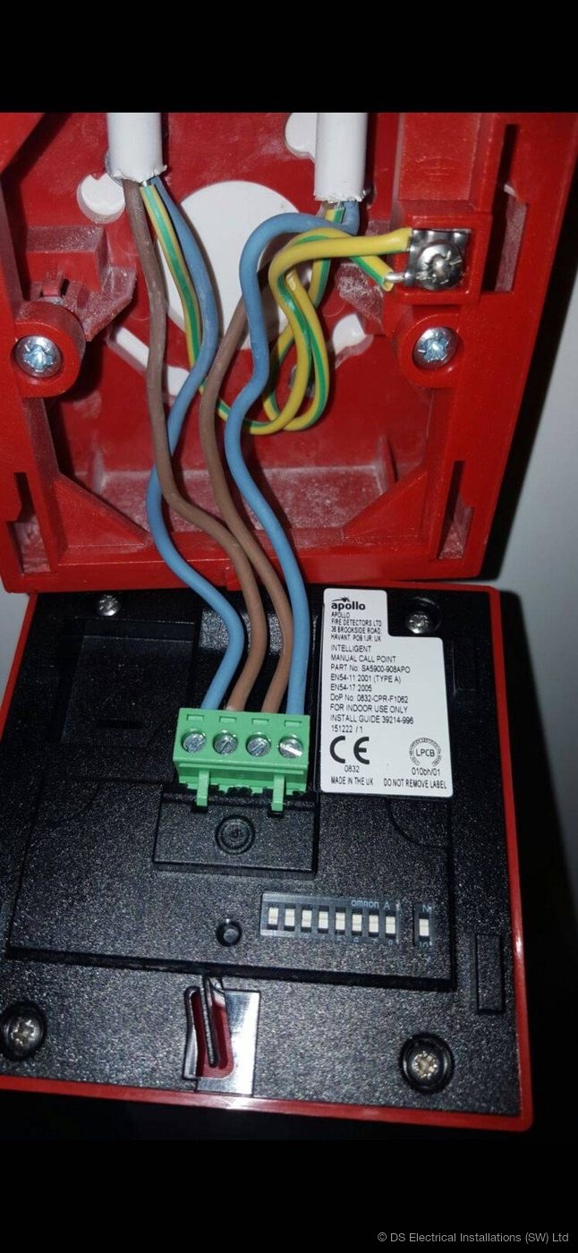 Addressable fire alarm manual call point wired by DS Electrical
