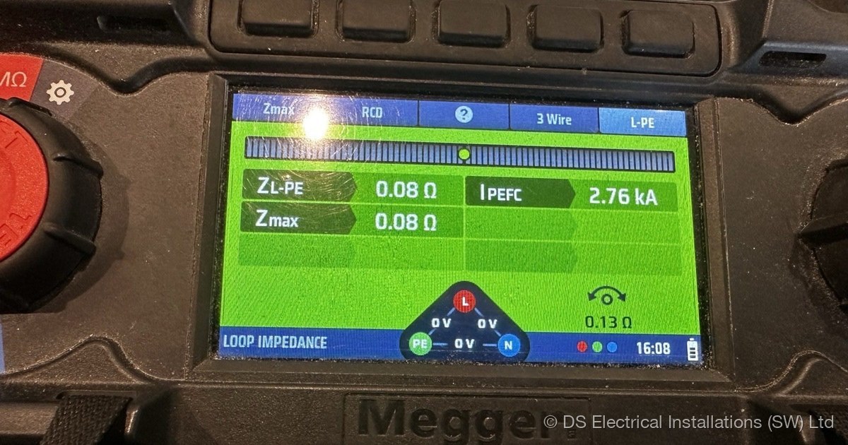 DS Electrical engineer using a Megger tester, calibrated test instruments, IET CoP 5th Edition