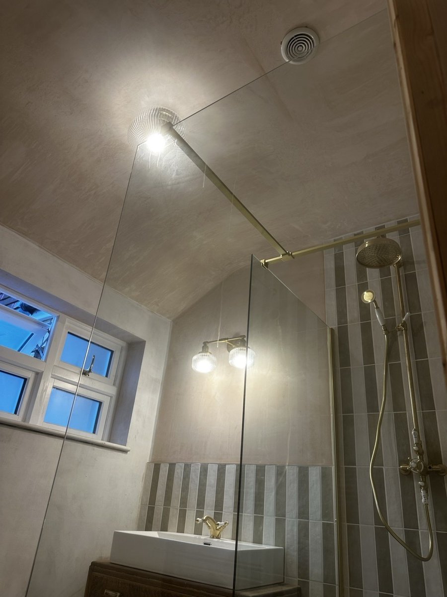 Period bathroom &mdash; DS Electrical zone-compliant electric shower install in a Mid Somerset heritage property