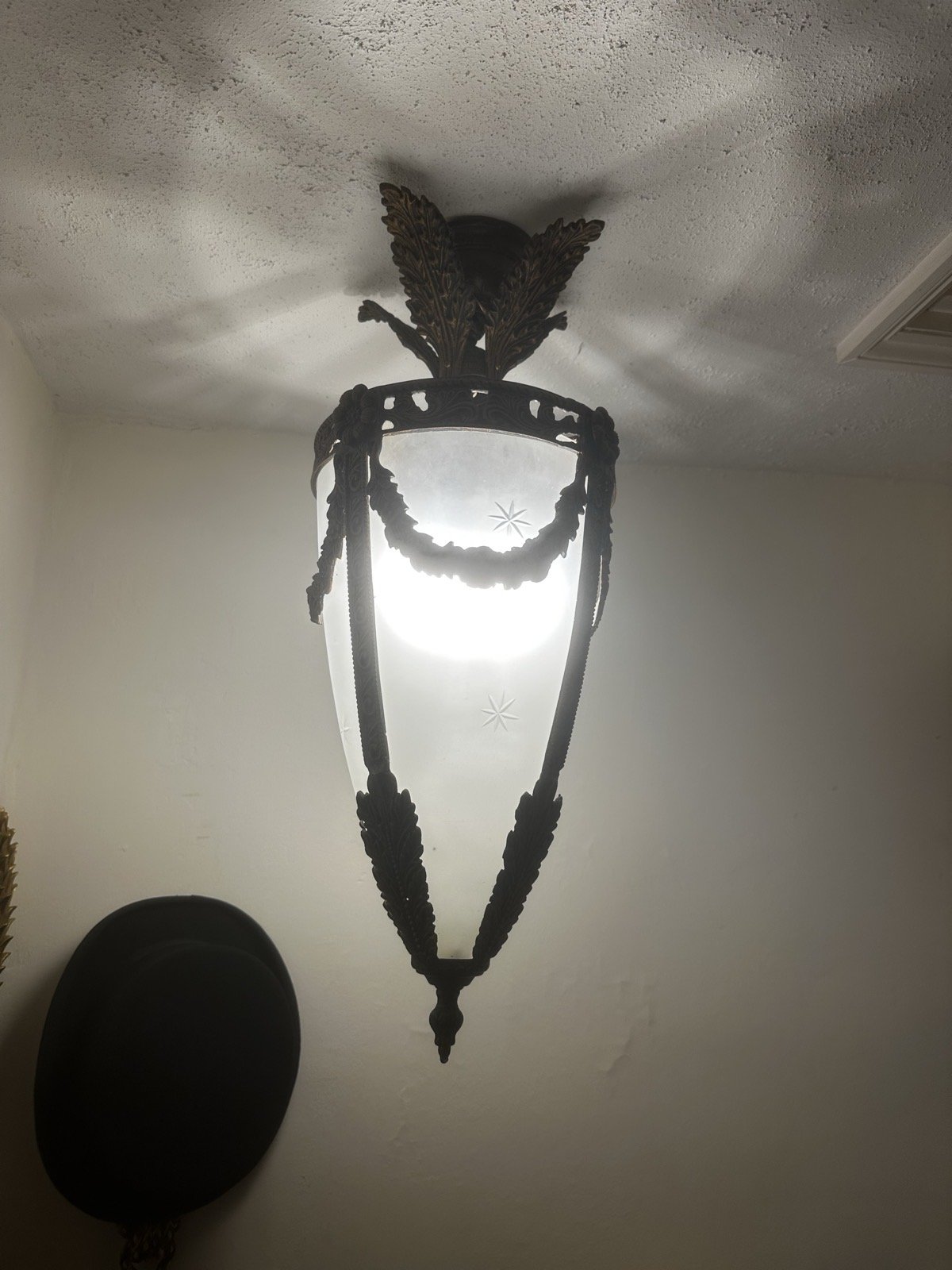 Period brass lantern installed inside a Grade II Bath property