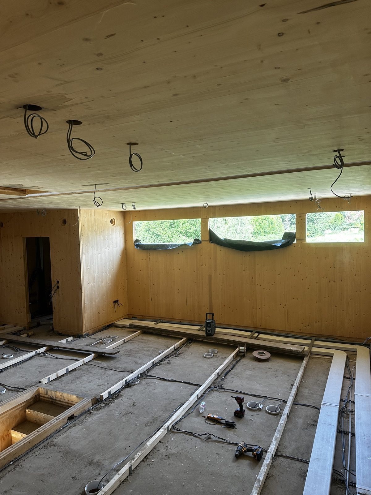 New build timber frame first fix wiring