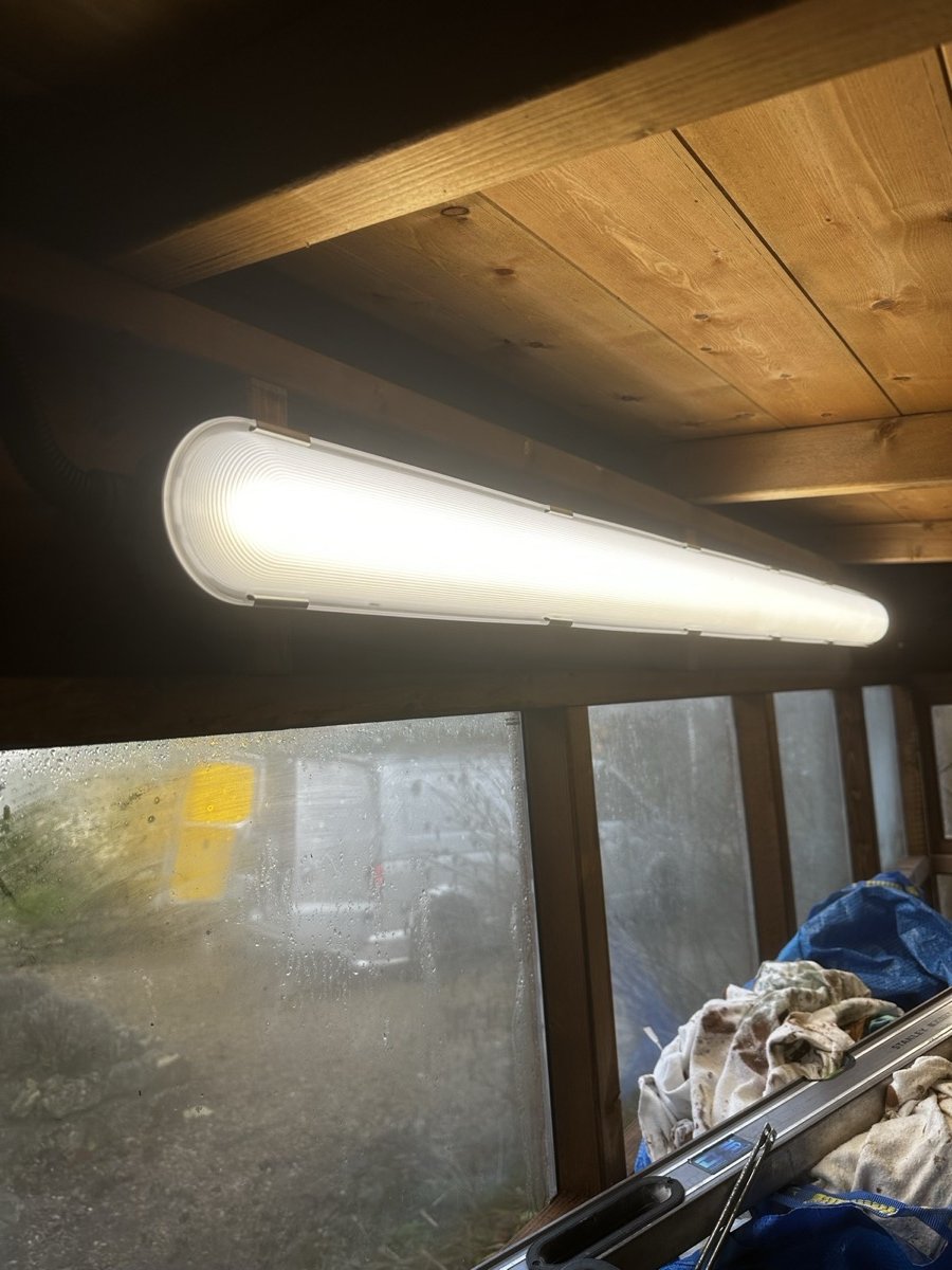 Real DS Electrical workshop install &mdash; LED batten lighting in a Mid Somerset garage
